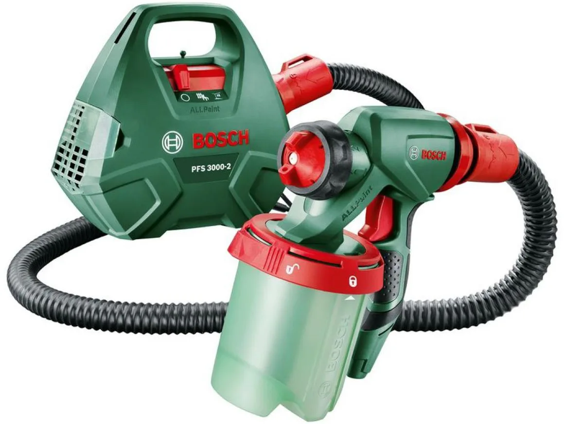 Фарборозпилювач Bosch PFS 3000-2, 650 Вт, 300 мл/хв, ємність 1 л, продуктивність 2,8 м2/хв, вага 2,8 кг.