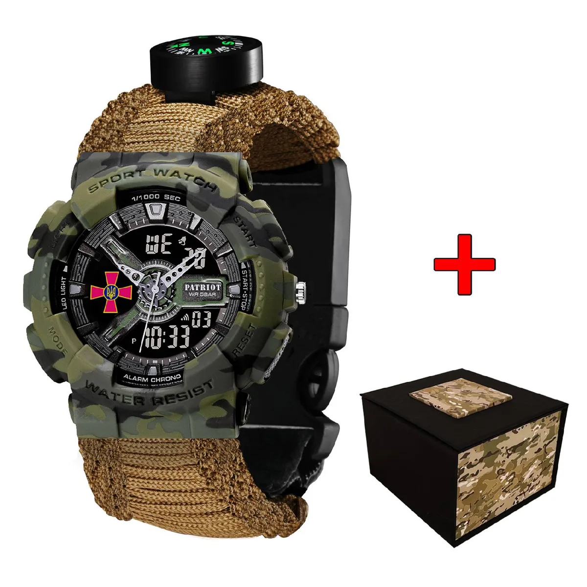Годинники наручні Patriot Паракорд 51 мм Khaki 22 мм