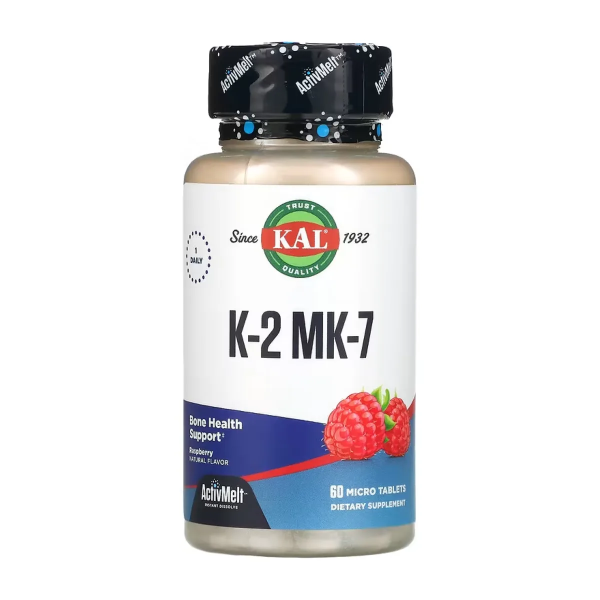 KAL K-2 MK-7 ActivMelt 100 мкг 60 таблеток Веганські без глютену без лактози