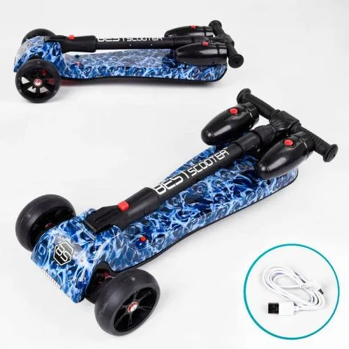 Самокат с парогенератором Best Scooter для детей с музыкой и дымом складной алюминиевый руль