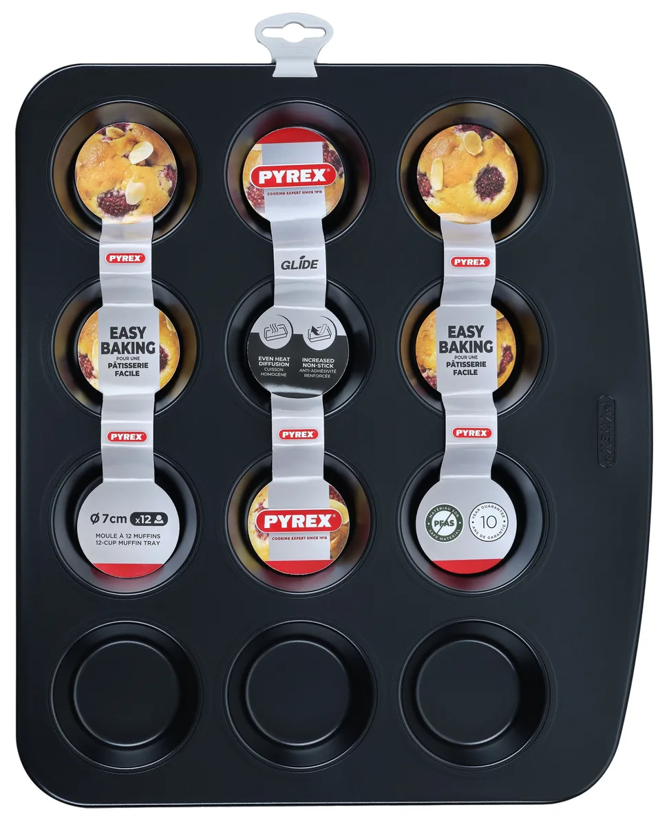 Форма для мафінів Pyrex вуглецева сталь 12 шт прямокутна чорна