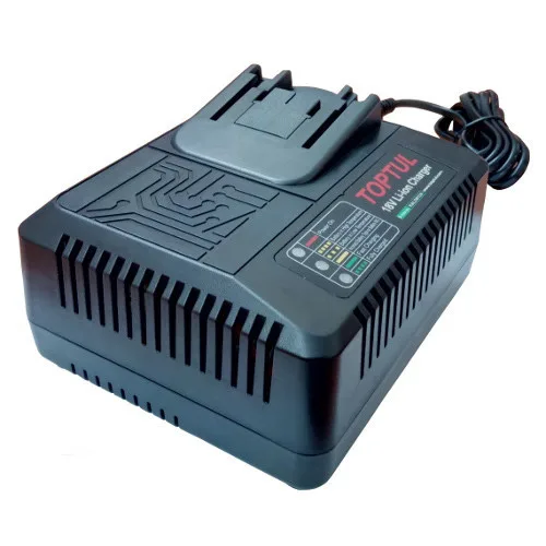 Зарядний пристрій Toptul KALD0124E для Li-ion батареї 18V ударостійкий ABS чорний