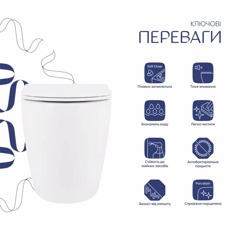 Підвісний унітаз Qtap Robin Ultra Quiet безобідковий 520x365x365 мм кераміка білий