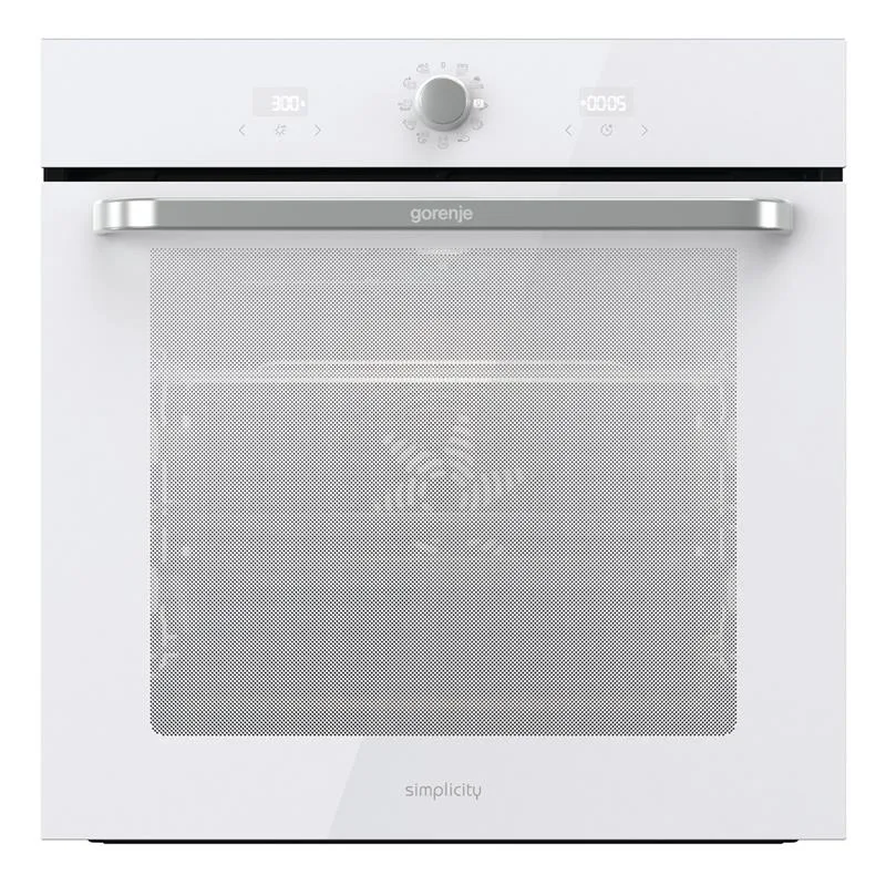 Електрична духова шафа Gorenje, 77 л, клас A, парова, з дисплеєм, макс. температура 300°C, біла.