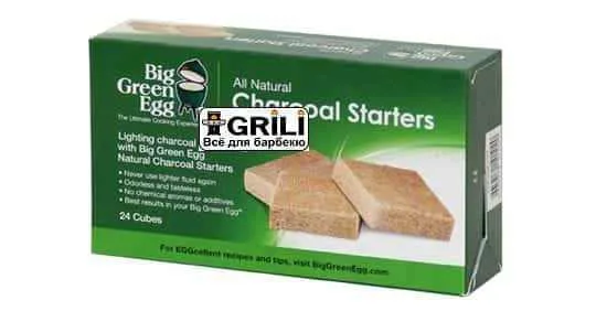 Кубики для розжига огня Big Green Egg натуральный уголь 24 шт коричневые