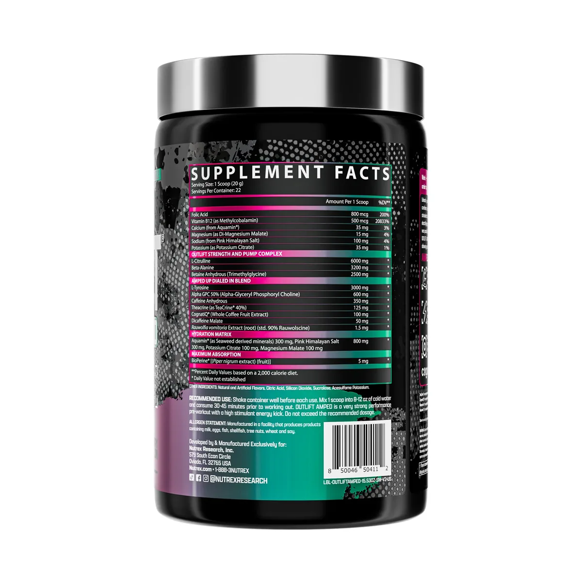 Nutrex Outlift Amped Порошок 440,3 г Вкус Клубника Арбуз