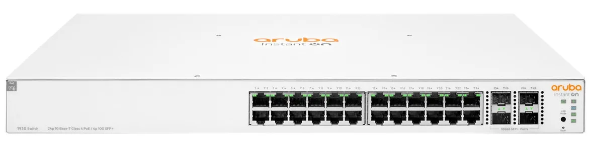 Комутатор HPE Aruba Instant On 1930, 24xGE, 4xSFP+ ports, 370W PoE Class 4, LT Warranty
