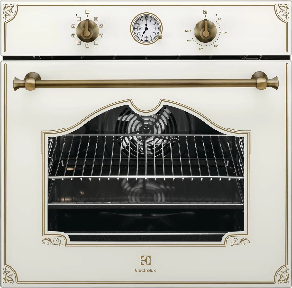 Електрична духова шафа Electrolux Rococo, 72 л, клас А, з конвекцією, кольору шампань.