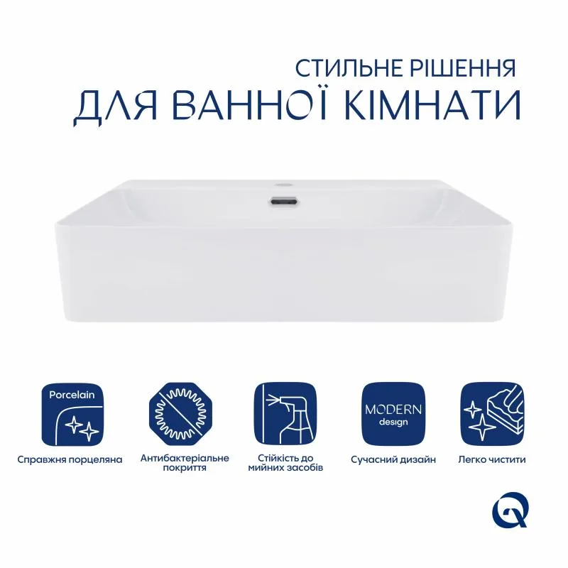 Раковина підвісна прямокутна Qtap Nando LT 610х420 мм кераміка біла