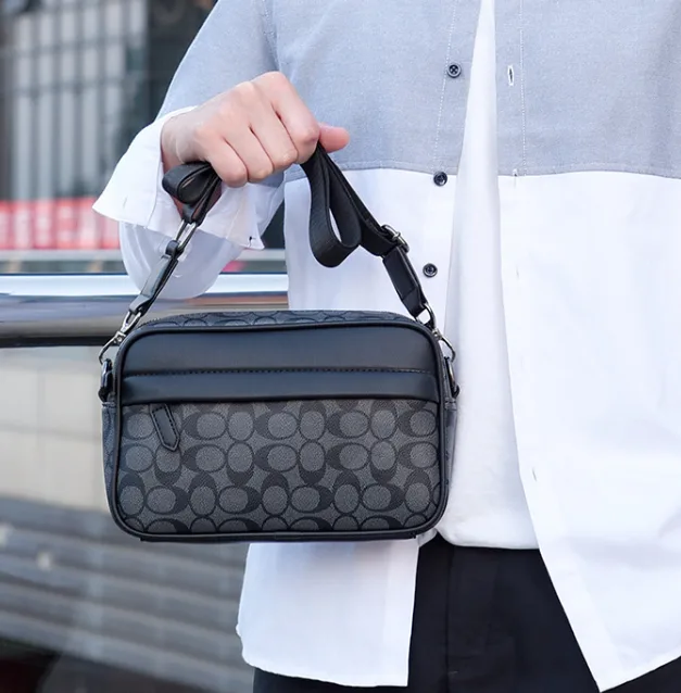 Мужская сумка барсетка Coach через плечо экокожа 25х15х6,5 см черная