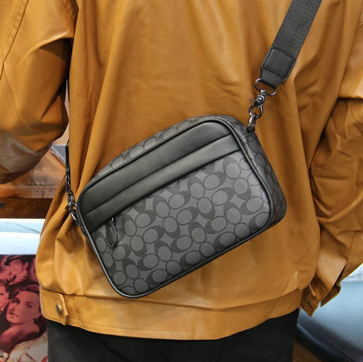 Мужская сумка барсетка Coach через плечо экокожа 25х15х6,5 см черная