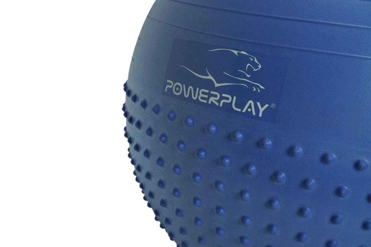 М'яч для фітнесу Active Point PVC 65 см Синій напівмасажний з помпою