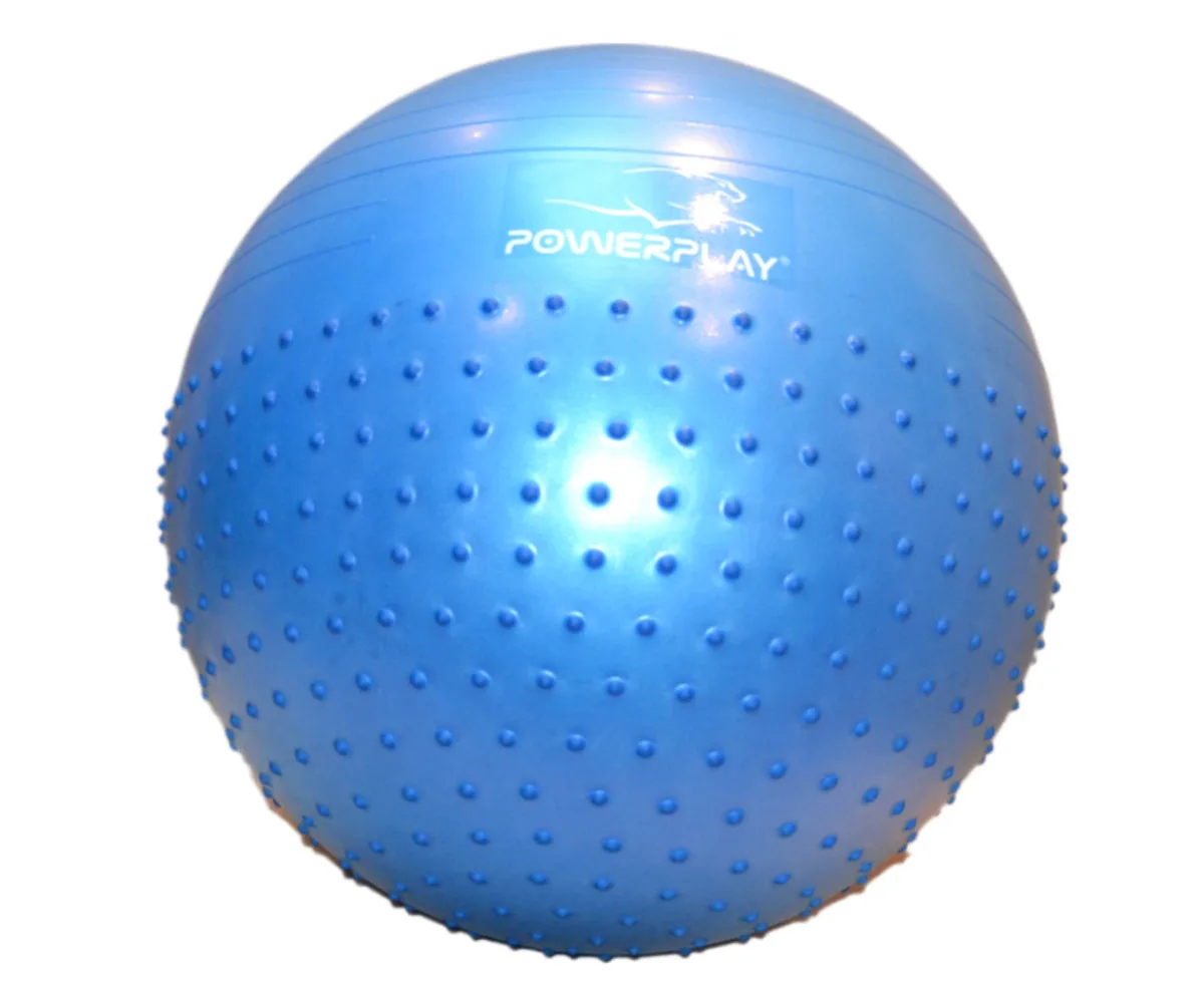 М'яч для фітнесу Active Point PVC 65 см Синій напівмасажний з помпою