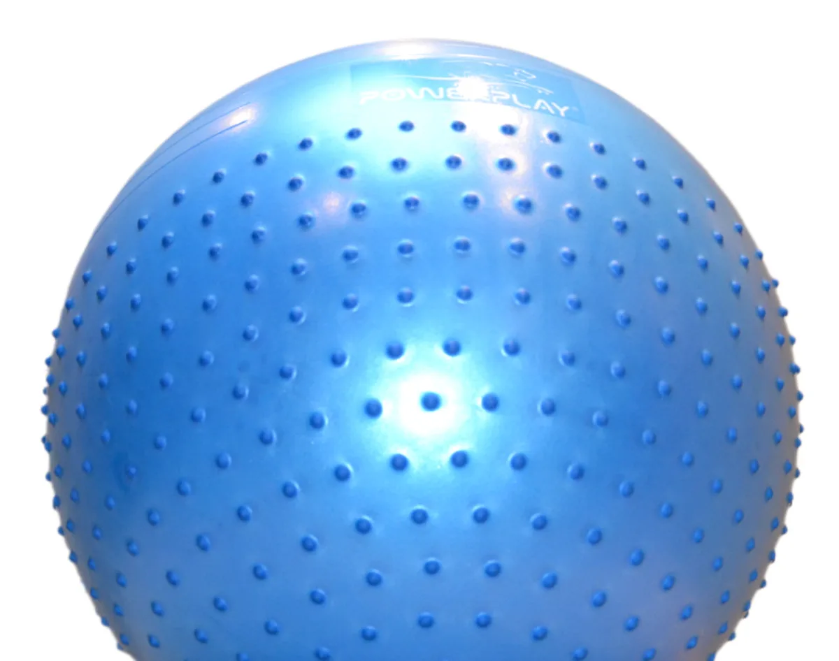 М'яч для фітнесу Active Point PVC 65 см Синій напівмасажний з помпою