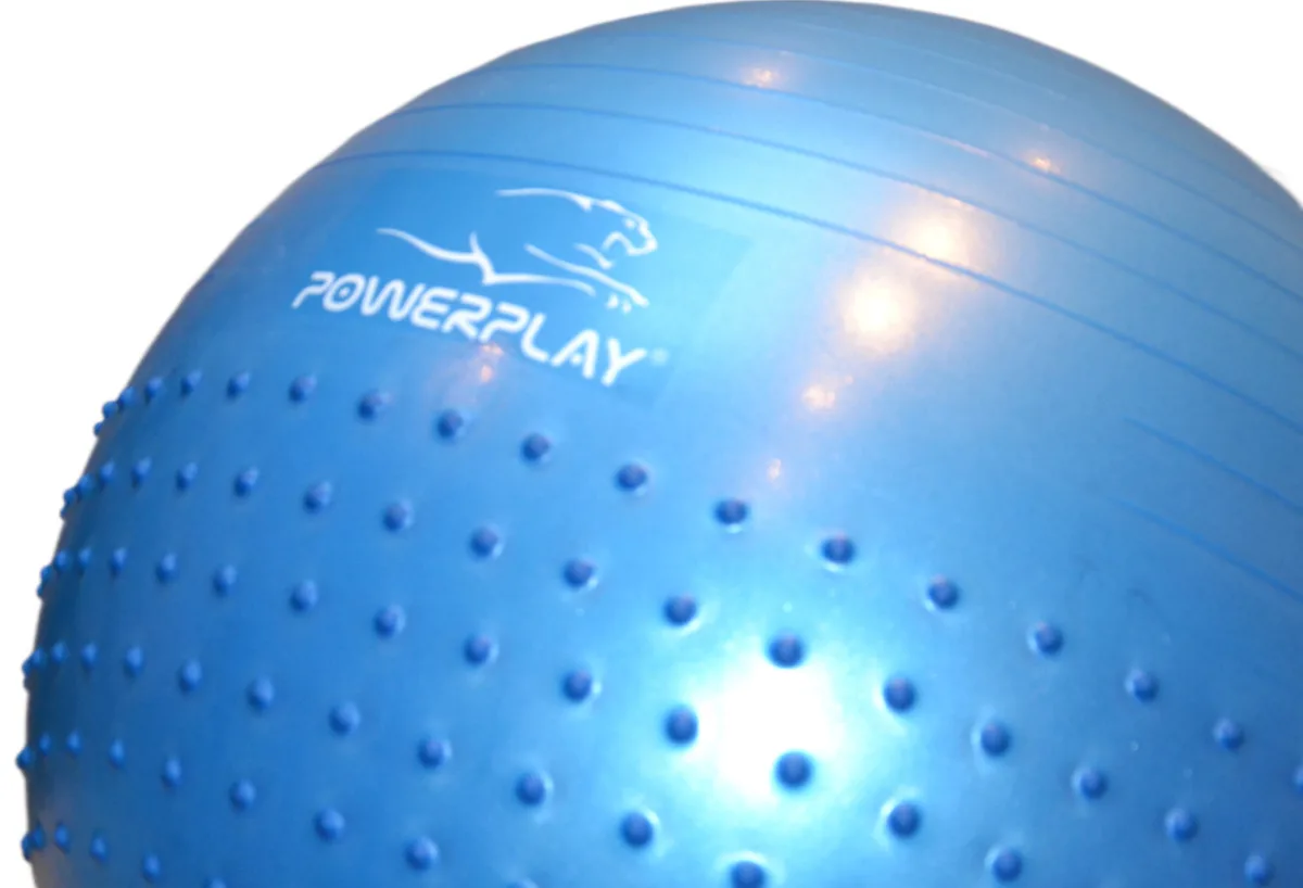 М'яч для фітнесу Active Point PVC 65 см Синій напівмасажний з помпою
