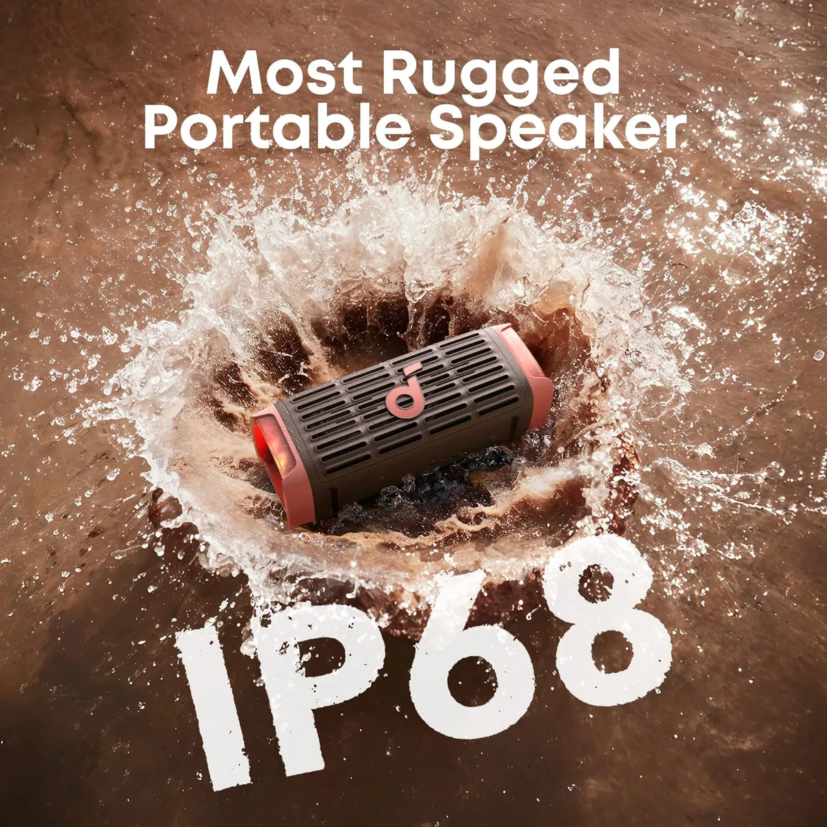 Портативная акустика Anker 50 Вт коричневая IP68 210х85х78,5 мм
