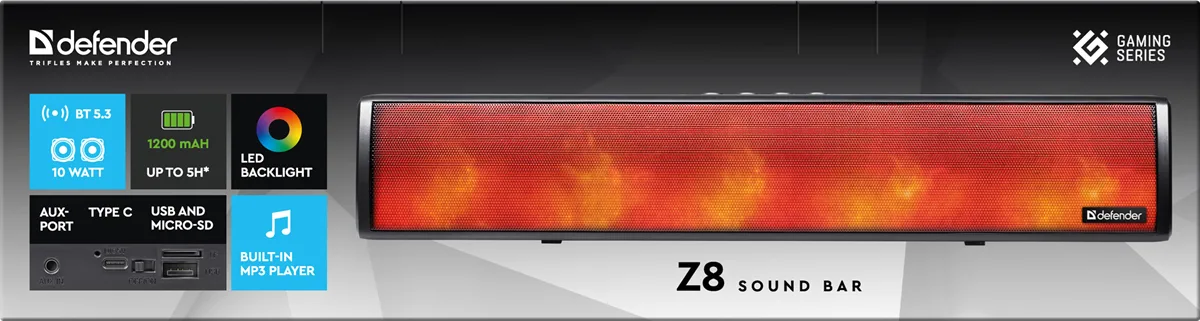 Акустика Defender Bluetooth 2.0 10Вт 800х70х410 мм Чорна