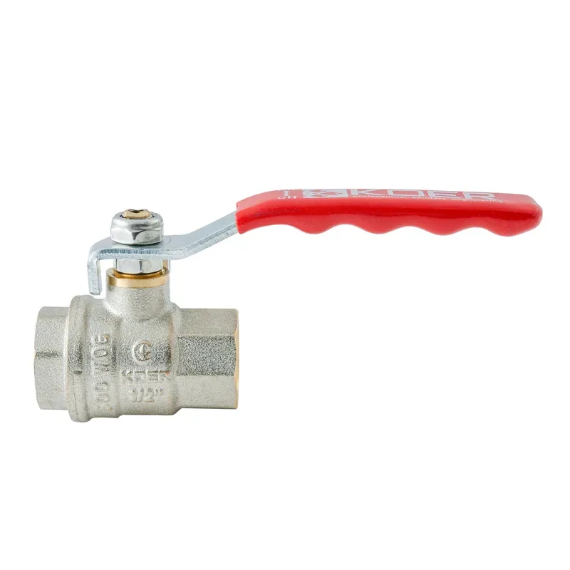 Кран шаровой Koer латунь 1/2" стальной рычаг красный