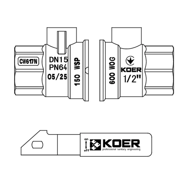 Кран шаровой Koer латунь 1/2" стальной рычаг красный