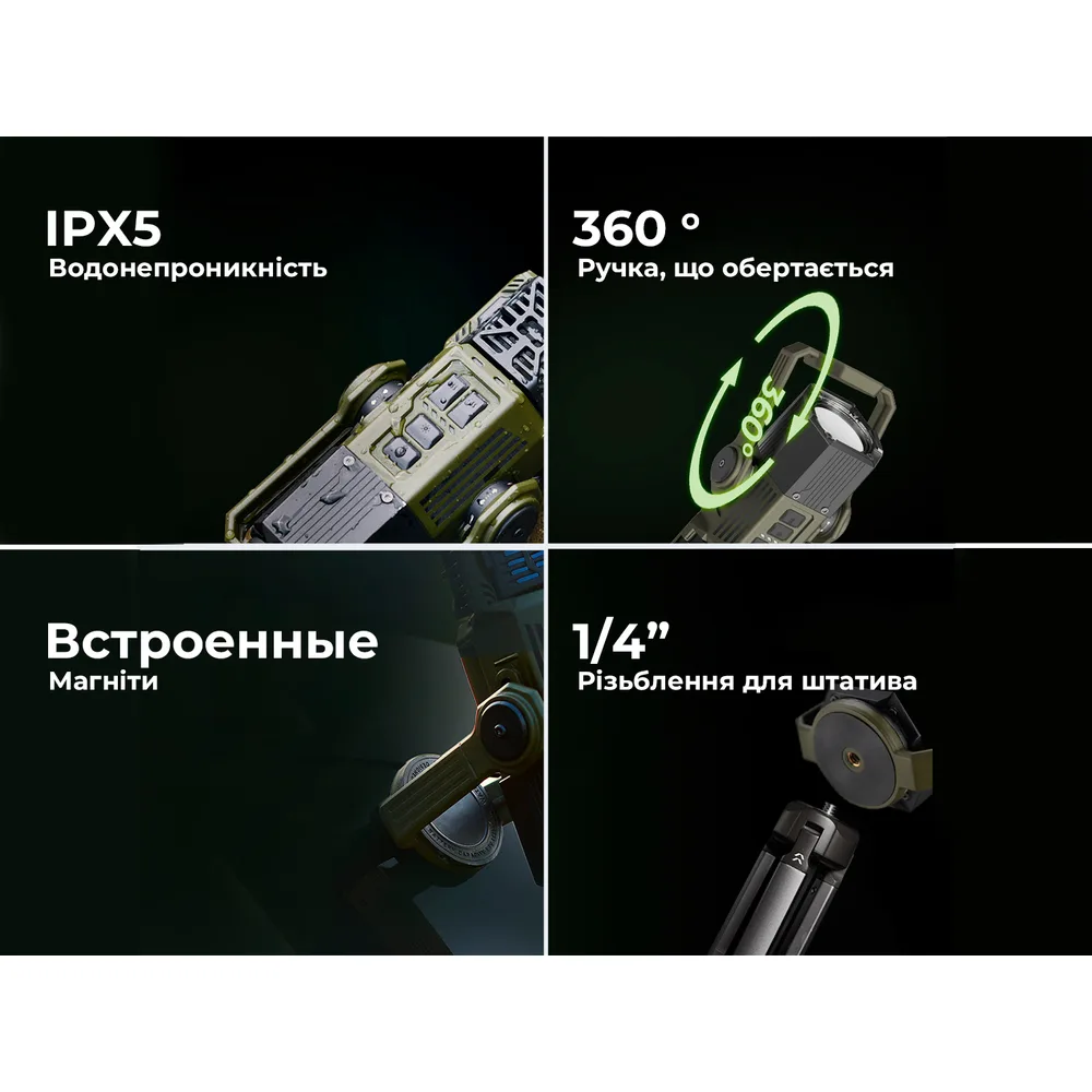 Фумігатор-ліхтар powerbank Flextail 147х83х62 мм зелений