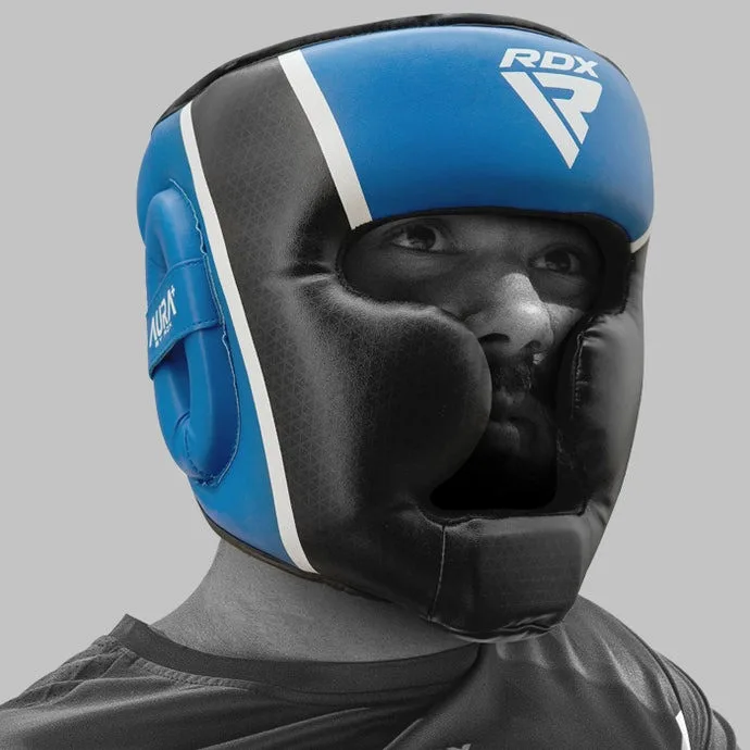 Боксерський шолом RDX PU-шкіра XL Синій/Чорний