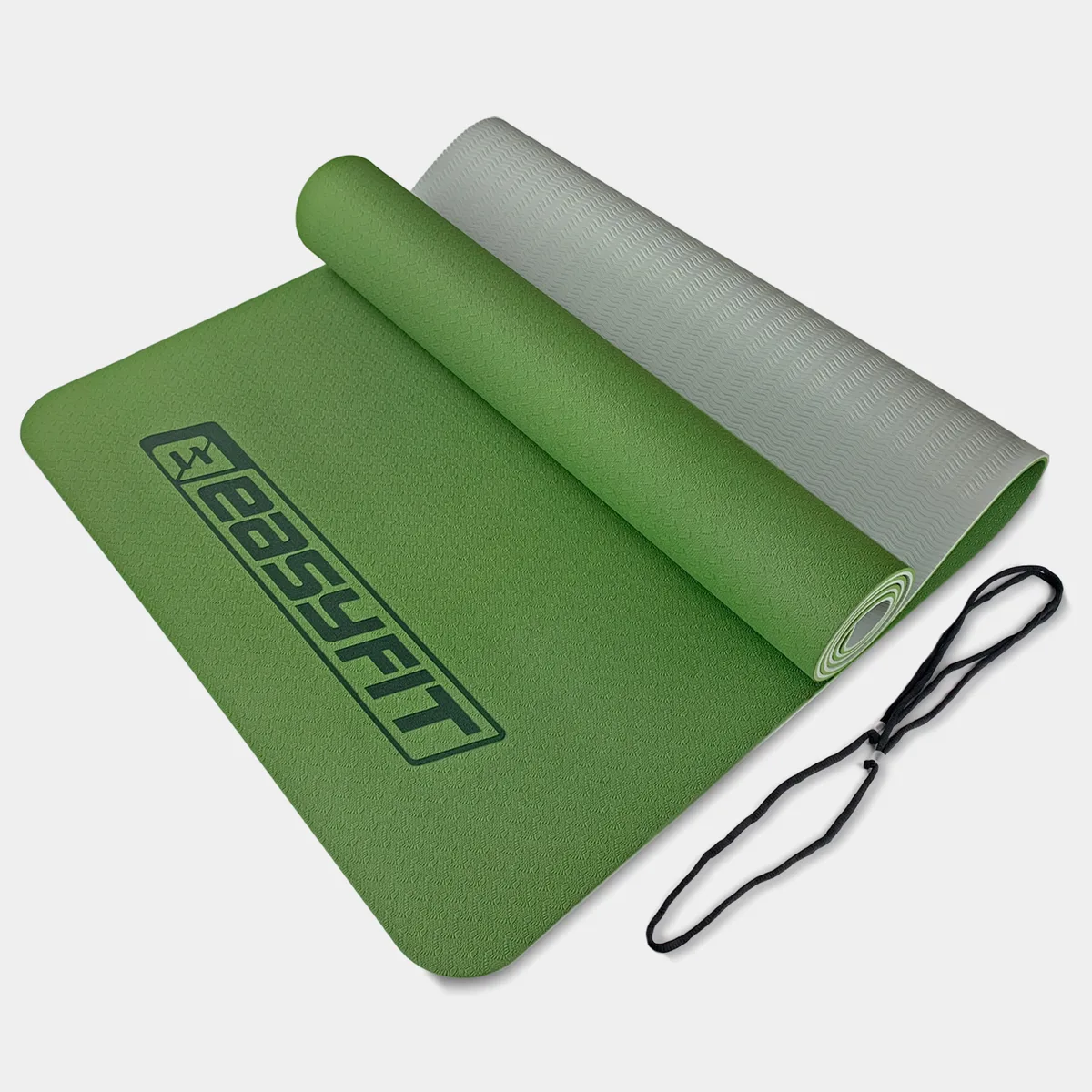 Килимок для йоги EasyFit TPE 183х61 см 6 мм зелено-сірий
