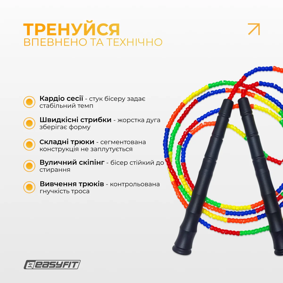 Бісерна скакалка EasyFit TPU 2,7 м мультиколор