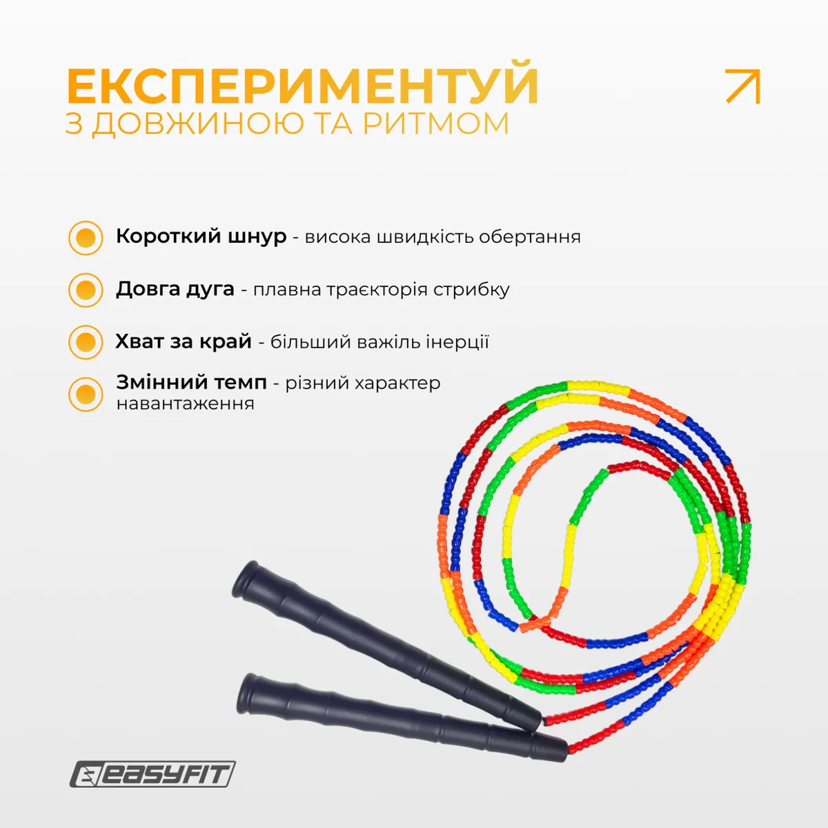 Бісерна скакалка EasyFit TPU 2,7 м мультиколор