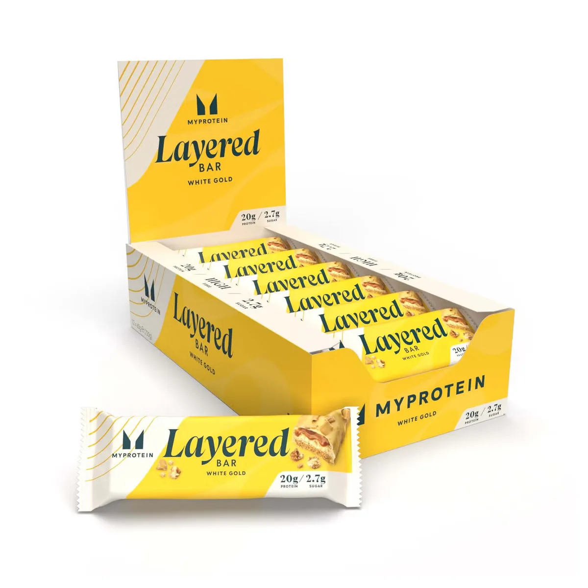 Протеїновий батончик Myprotein Layered Bar 12x60 г Білий Золотий