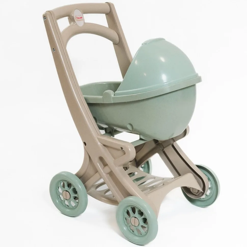 Коляска для кукол Doloni ECO пшеничная солома 43х32х57 см бирюзовая