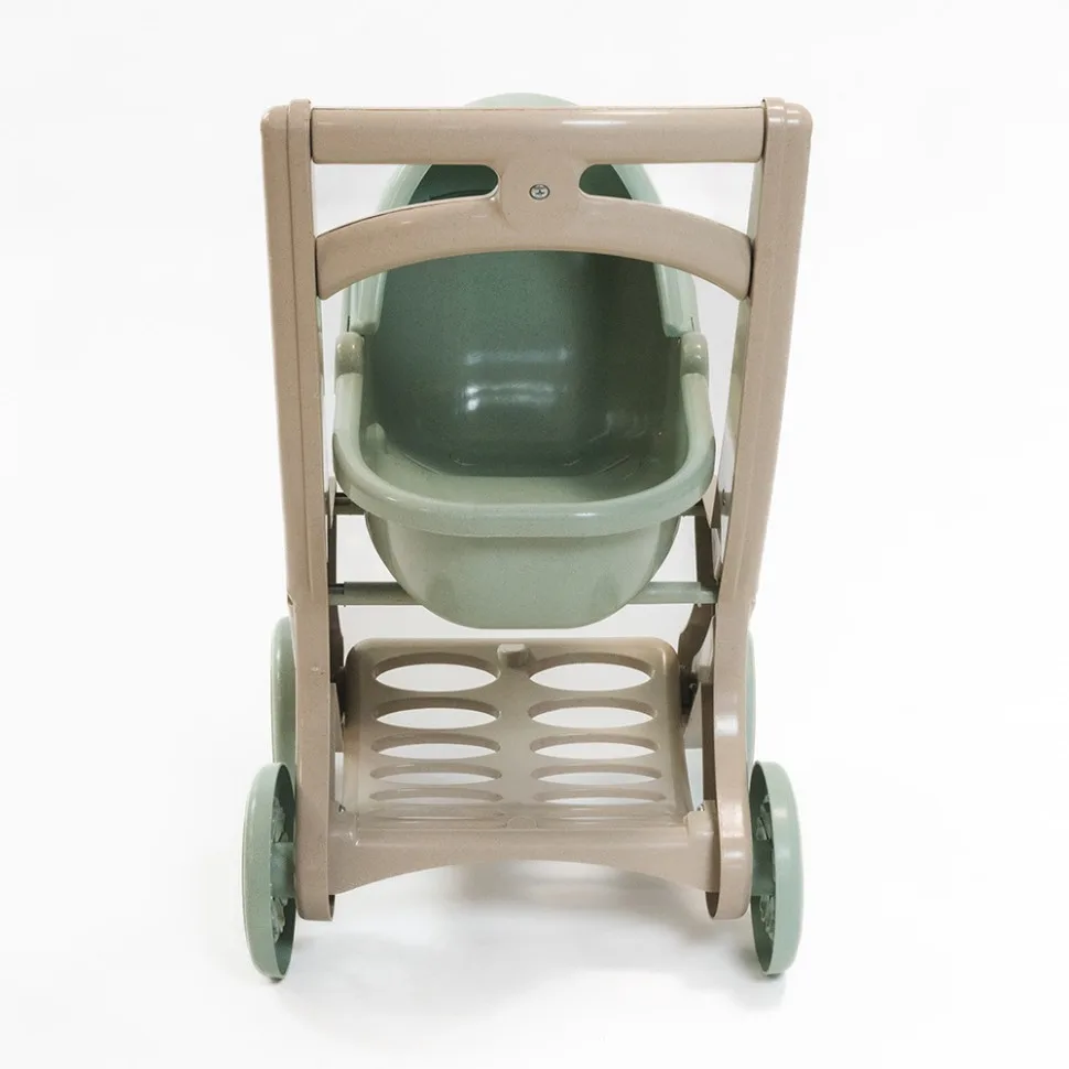Коляска для кукол Doloni ECO пшеничная солома 43х32х57 см бирюзовая