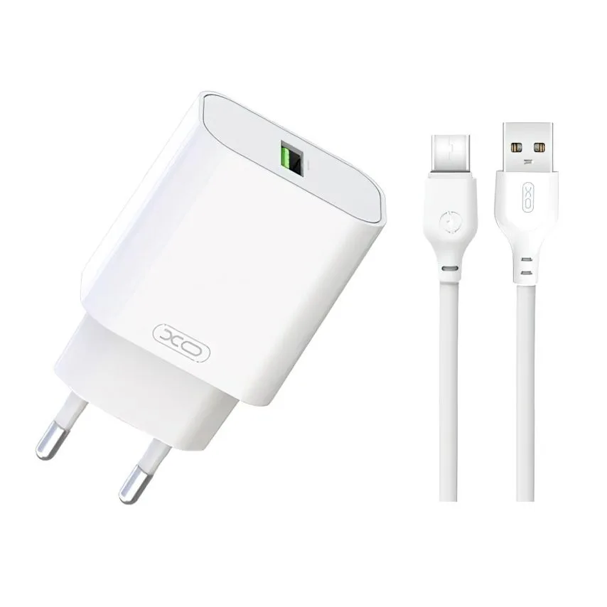 Сетевое зарядное устройство XO адаптер 18W 1м кабель USB Type-C белый