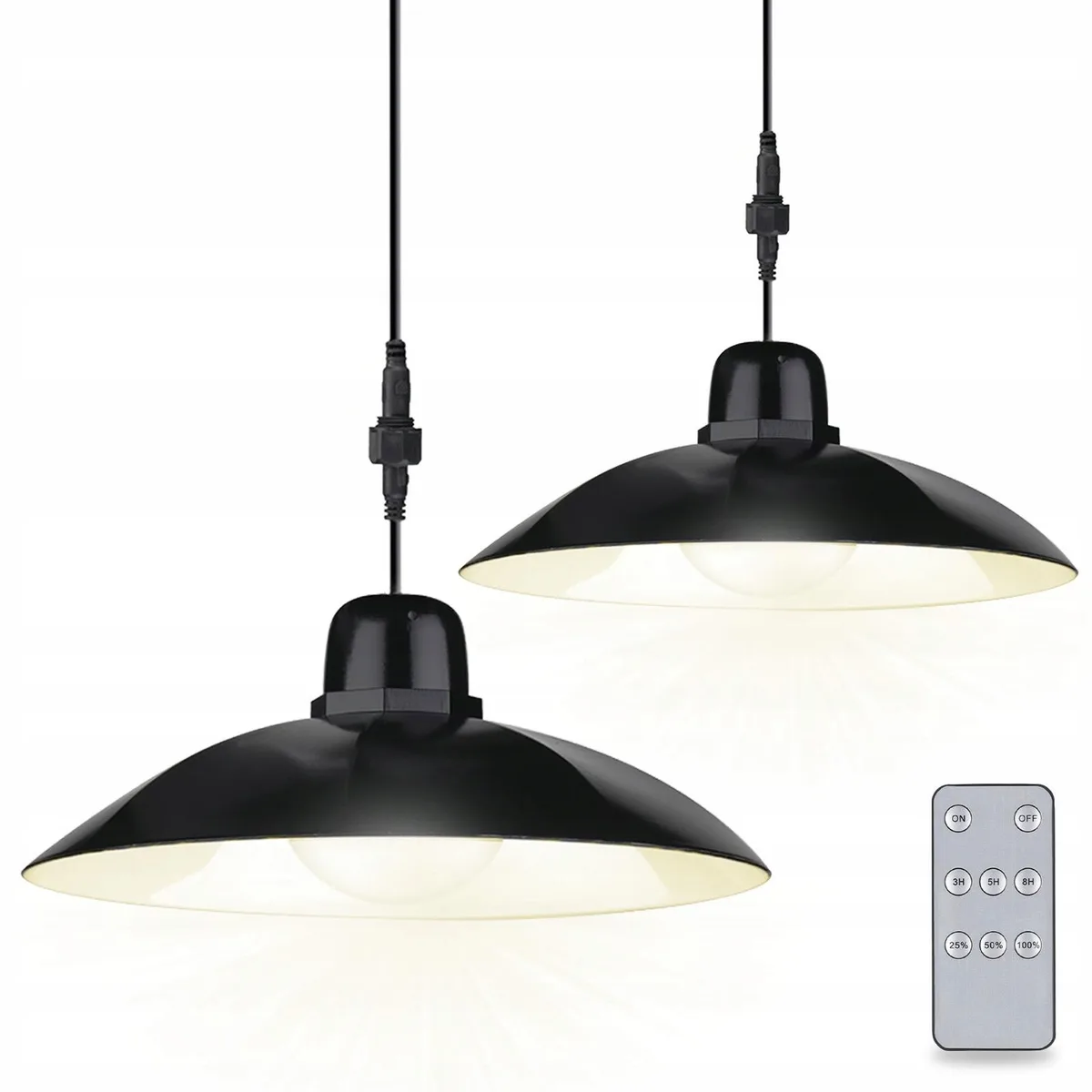 Подвісна LED люстра LumiLED чорна 17 см пластикова для саду сонячна 4000 K