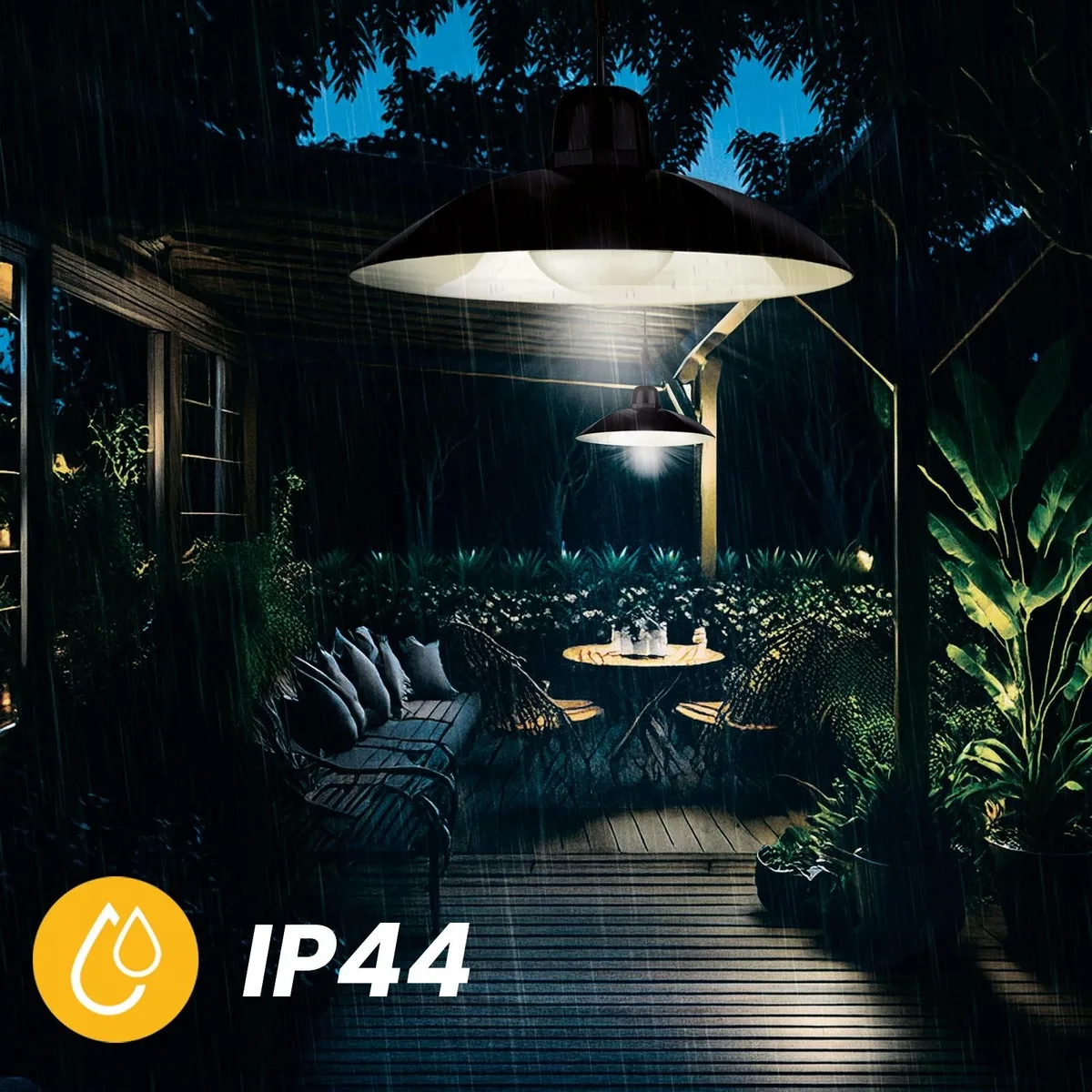 Подвісна LED люстра LumiLED чорна 17 см пластикова для саду сонячна 4000 K