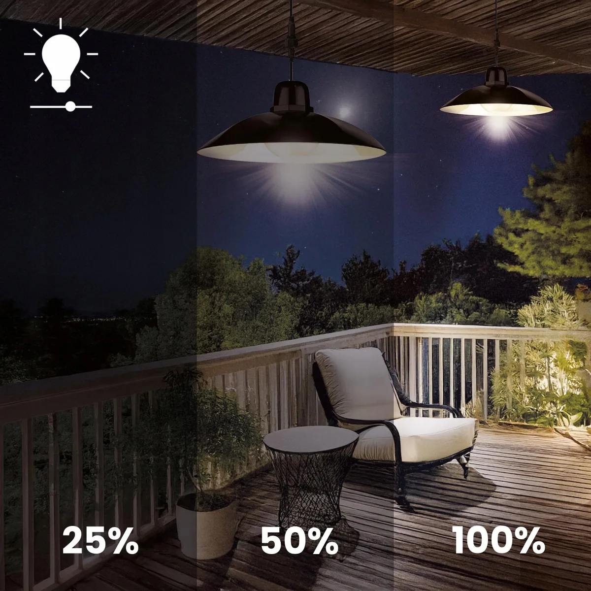 Подвісна LED люстра LumiLED чорна 17 см пластикова для саду сонячна 4000 K