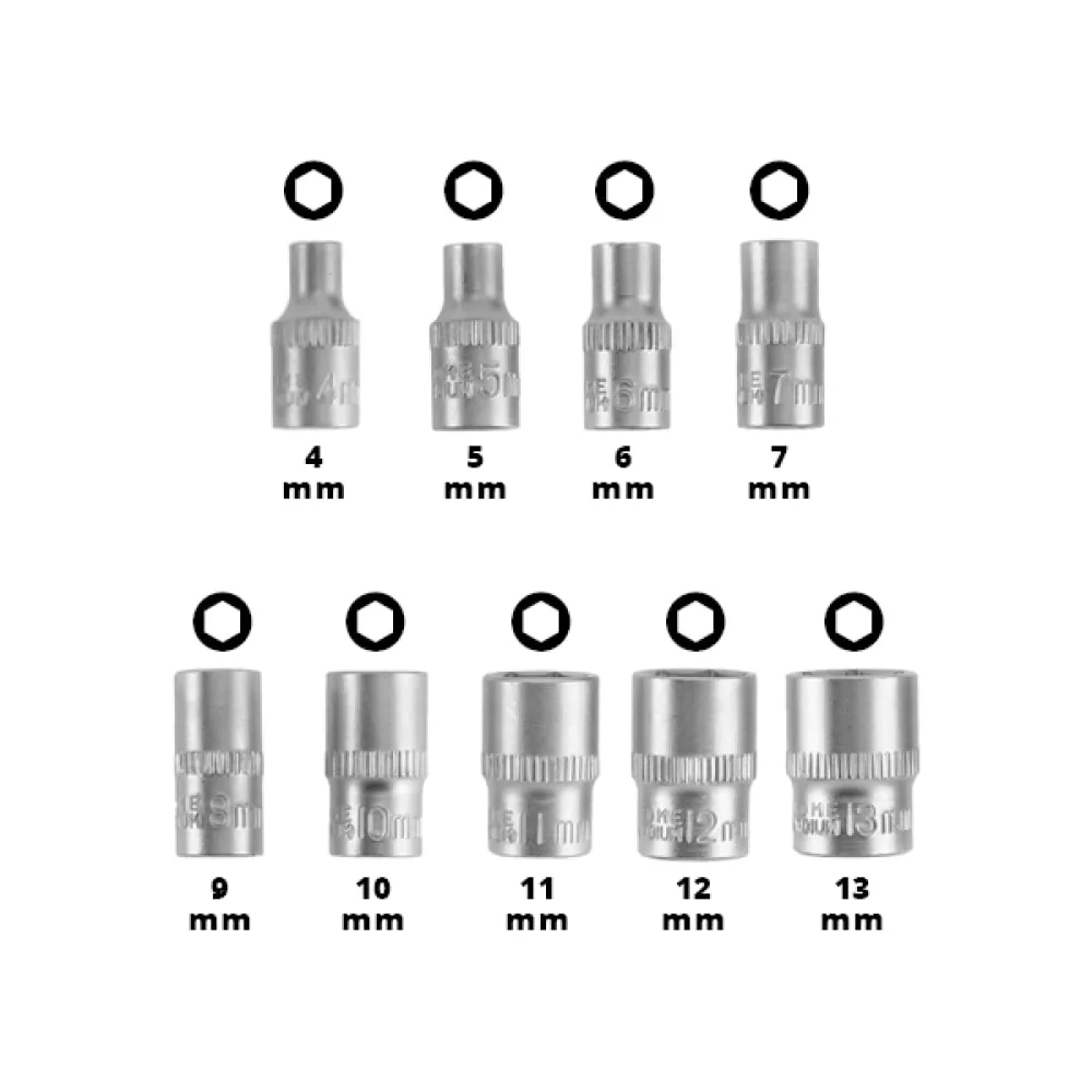 Набор насадок и головок Einhell, 1/4", 4-13мм, в кейсе, 37 единиц