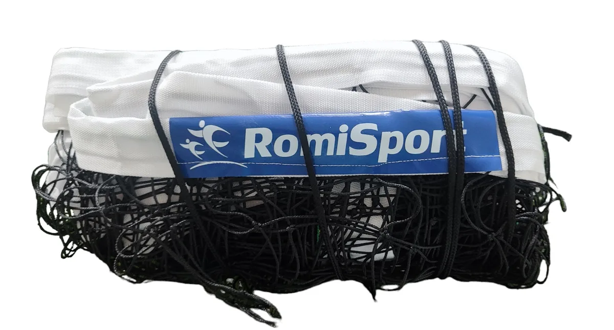 Сітка волейбольна RomiSport ПВХ 9,5 м 2,7 мм чорна біла