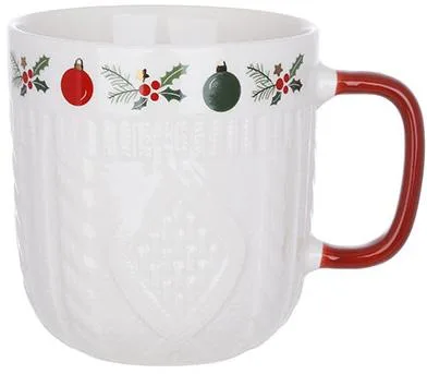 Кружка фарфоровая Happy Holidays 345 мл різдвяна з декором
