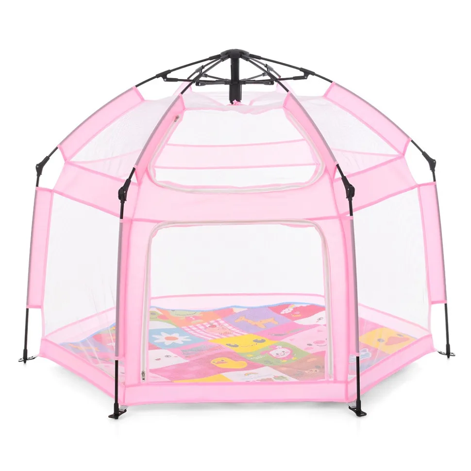 Дитячий манеж Bambi дихаюча сітка 146х127х110 см Powder Pink