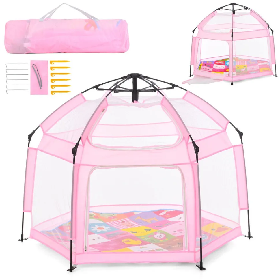 Дитячий манеж Bambi дихаюча сітка 146х127х110 см Powder Pink