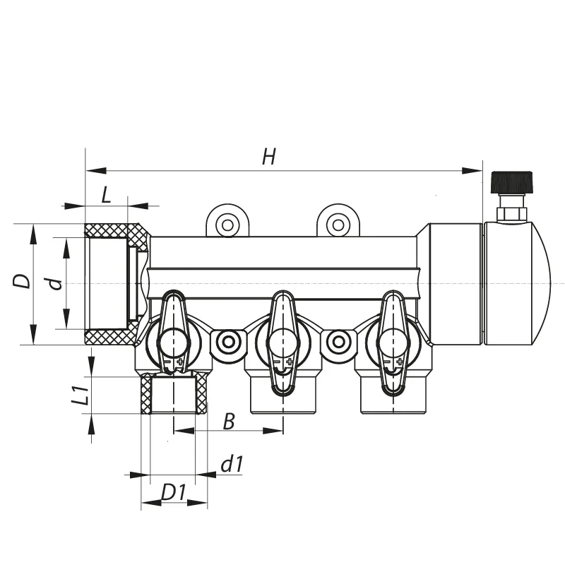 Коллектор 3-way KOER PPR 40x20 Серый