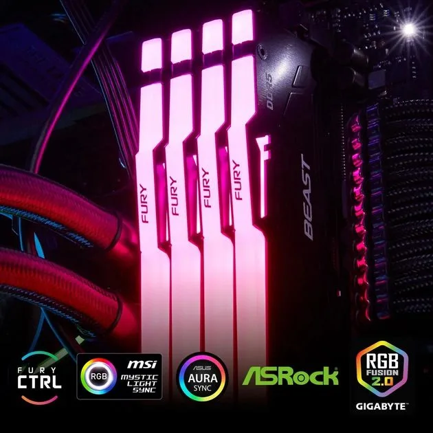 Пам'ять ПК Kingston DDR5 16GB 5600 FURY Beast  RGB