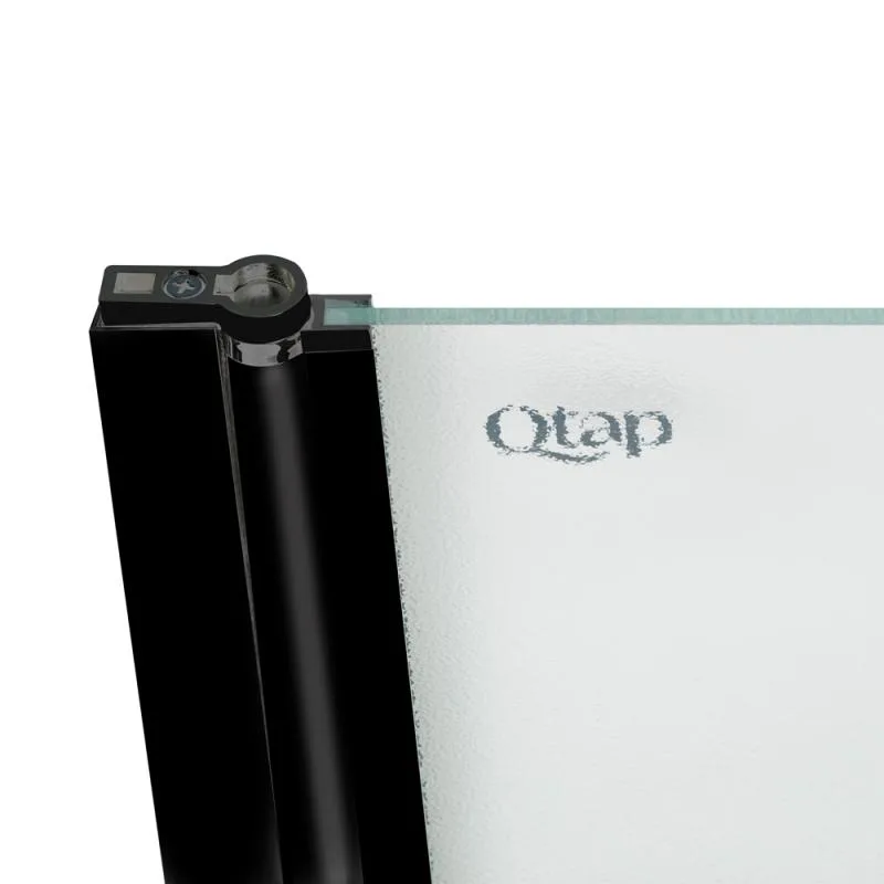 Штора на ванну Qtap 407513APL матове скло 75x140 см чорний 6 мм ліва