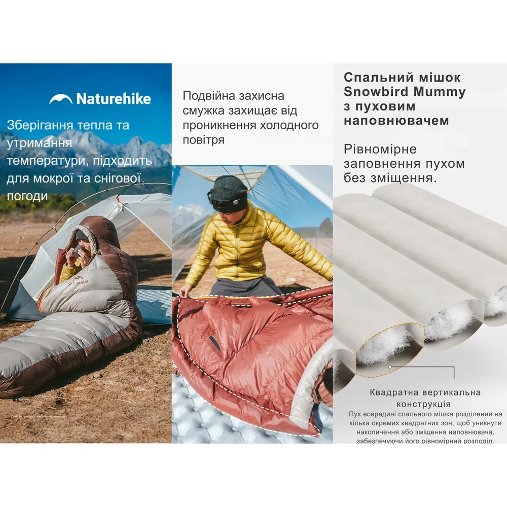 Спальник Naturehike нейлон 190х75 см темно-коричневий 400 г