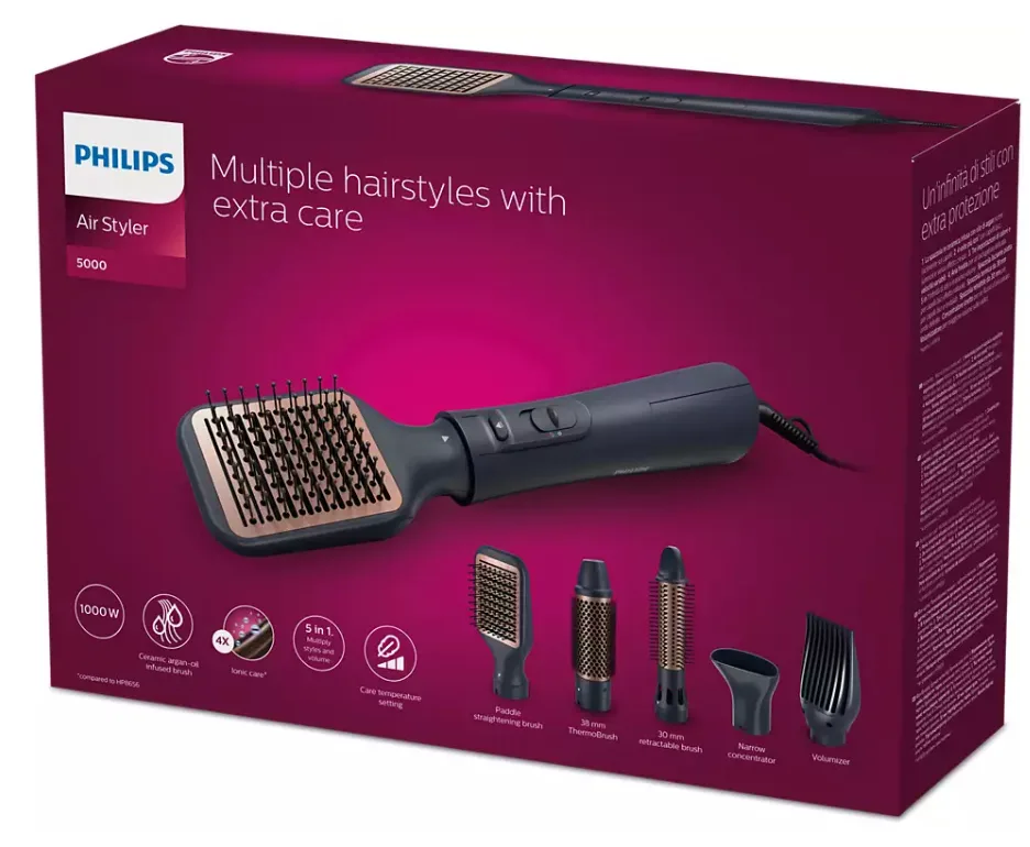 Фен-щітка Philips 1000 Вт керамічна синя 19,5х28 см