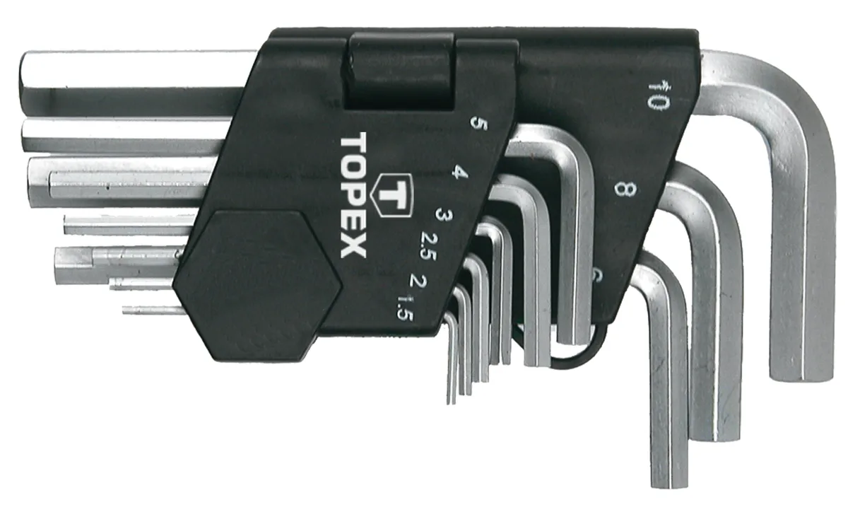 Набір коротких шестигранних ключів TOPEX CrV, 1.5-10мм, 9 шт.