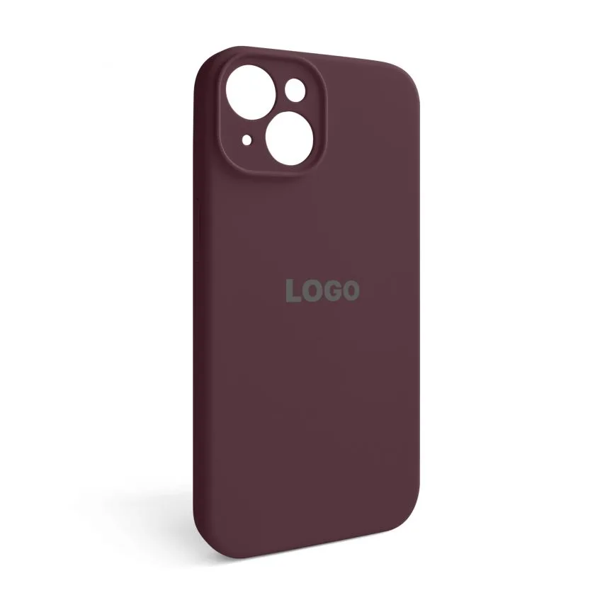 Чохол Silicone Case для Apple iPhone 14 силіконовий бордовий закрита камера
