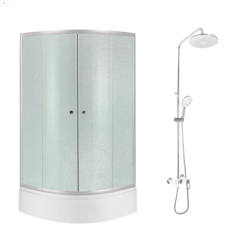 Душова кабіна 2 в 1 Latwa LLSC9090SATMIDFR2SET з душовою системою LDLAT1030WHI45427 матове скло 90х90 см