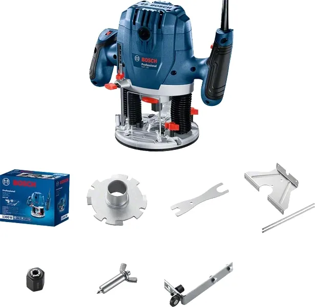 Фрезер Bosch Professional GOF 130, 1300 Вт, цанга 6 та 8 мм, 11000-28000 об/хв, вага 3.5 кг.