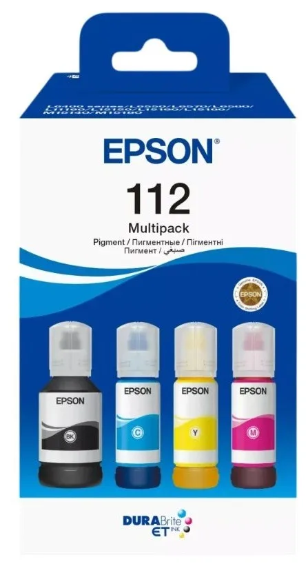 Контейнери з чорнилом Epson пігментні EcoTank 112 чорний блакитний пурпурний жовтий